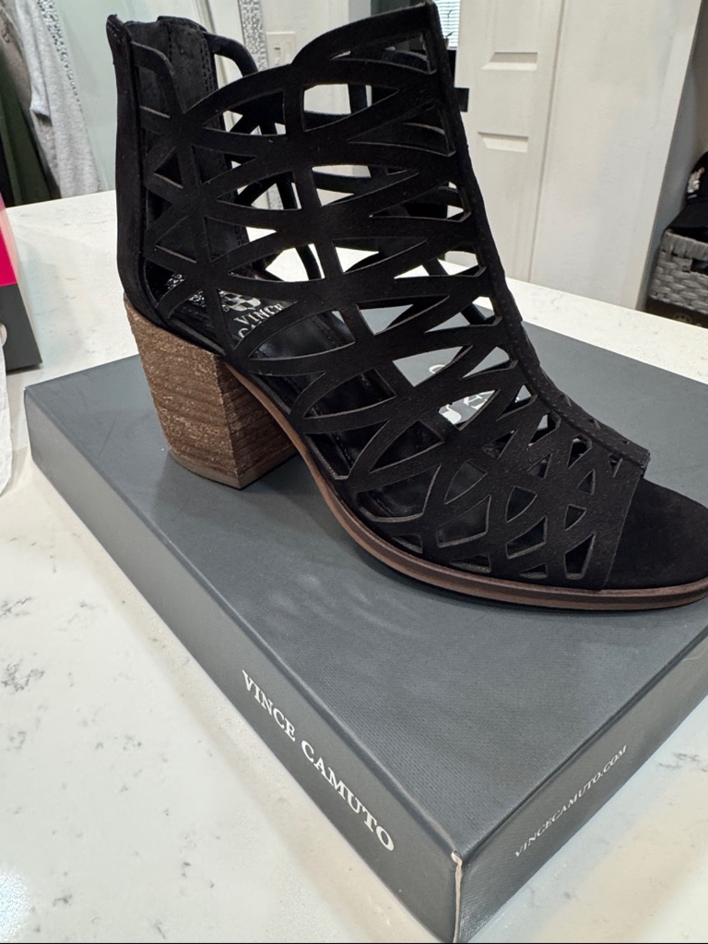 Vince Camuto Black Nubuck Ankle Bootie